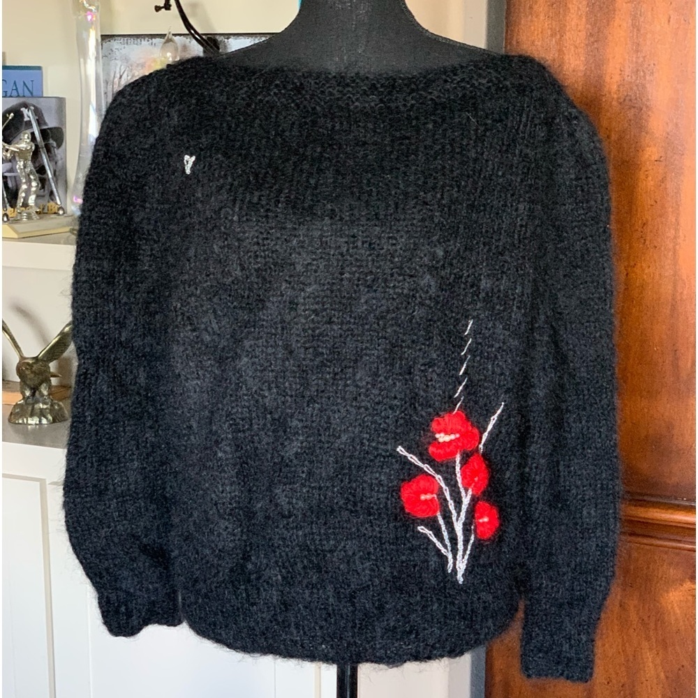 Vintage Anne Love‎ Designs Hand Knitted Fuzzy Sweater